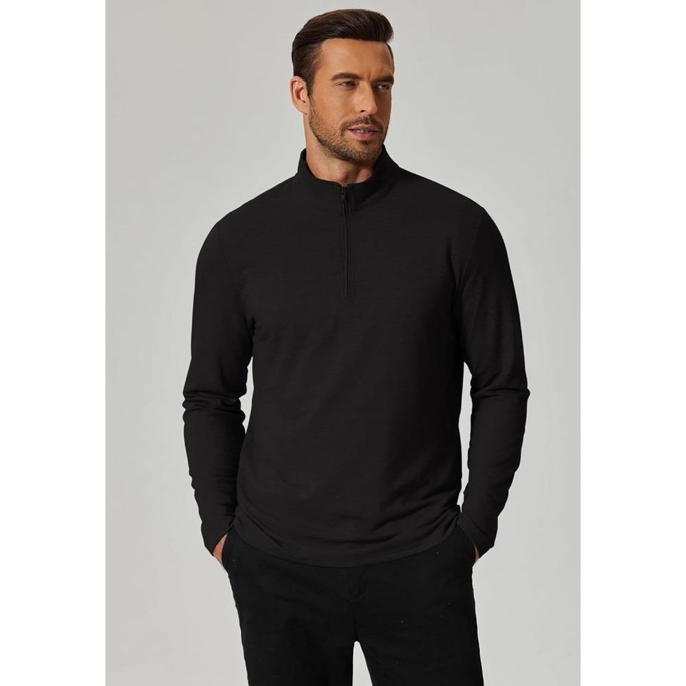 COOFANDY Men's Small Quarter Zip Pullover Lightweight Mock Neck Casual Golf